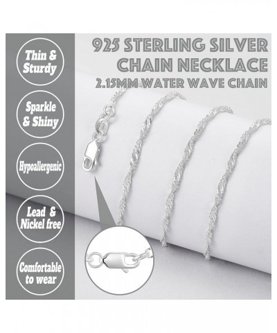 925 Sterling Silver 16/18/20/22/24" inch Chain Necklace Thin Box/Diamond/Water Wave/Beads/Figaro Cuban Chain Shiny & Sturdy f...