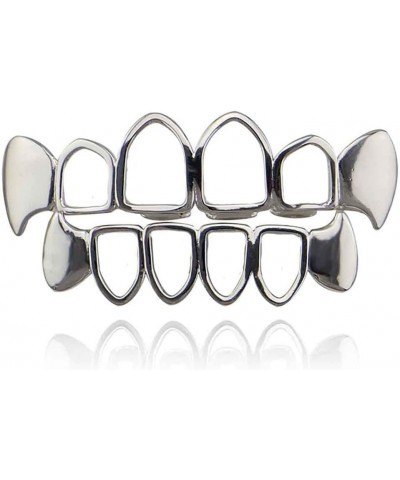 Gold Teeth Grillz Open Face Outline 6 Teeth Vampire Fangs Grillz for Men and Women Silver $9.34 Body Jewelry