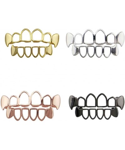 Gold Teeth Grillz Open Face Outline 6 Teeth Vampire Fangs Grillz for Men and Women Silver $9.34 Body Jewelry