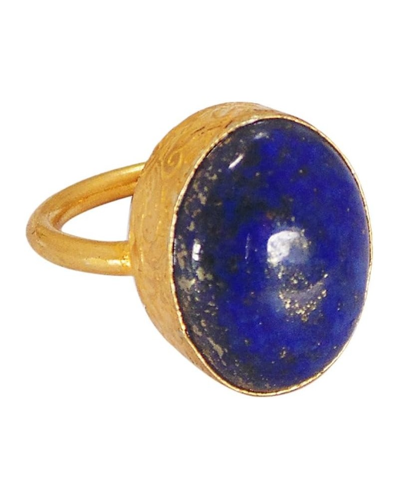 Handmade Lapis Lazuli Gemstone Bezel Set Cabochon Ring For Christmas Gift $11.95 Rings