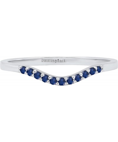 Round Gemstone or Diamond 11 Stone Contour Stackable Wedding Band for Women in 925 Sterling Silver Blue Sapphire 9 $29.14 Bra...