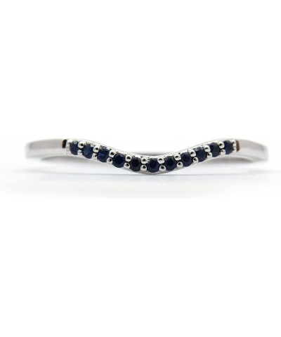 Round Gemstone or Diamond 11 Stone Contour Stackable Wedding Band for Women in 925 Sterling Silver Blue Sapphire 9 $29.14 Bra...