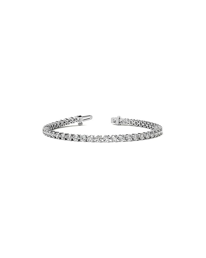 Moissanite Diamond Tennis Bracelets Women 4"- 8" Inch 5.5 Ct Brilliant Round Cut Diamond 10K 14K 18K Classic 3 Prong Round Ch...