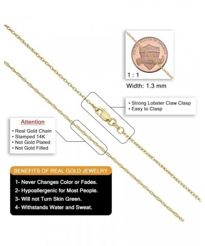 Real 14k Yellow Gold Rope Chain Pendant Necklace for Women (0.7 mm, 0.9 mm, 1 mm, 1.3 mm, or 1.5 mm) 18 inch 1.3 mm wide $69....