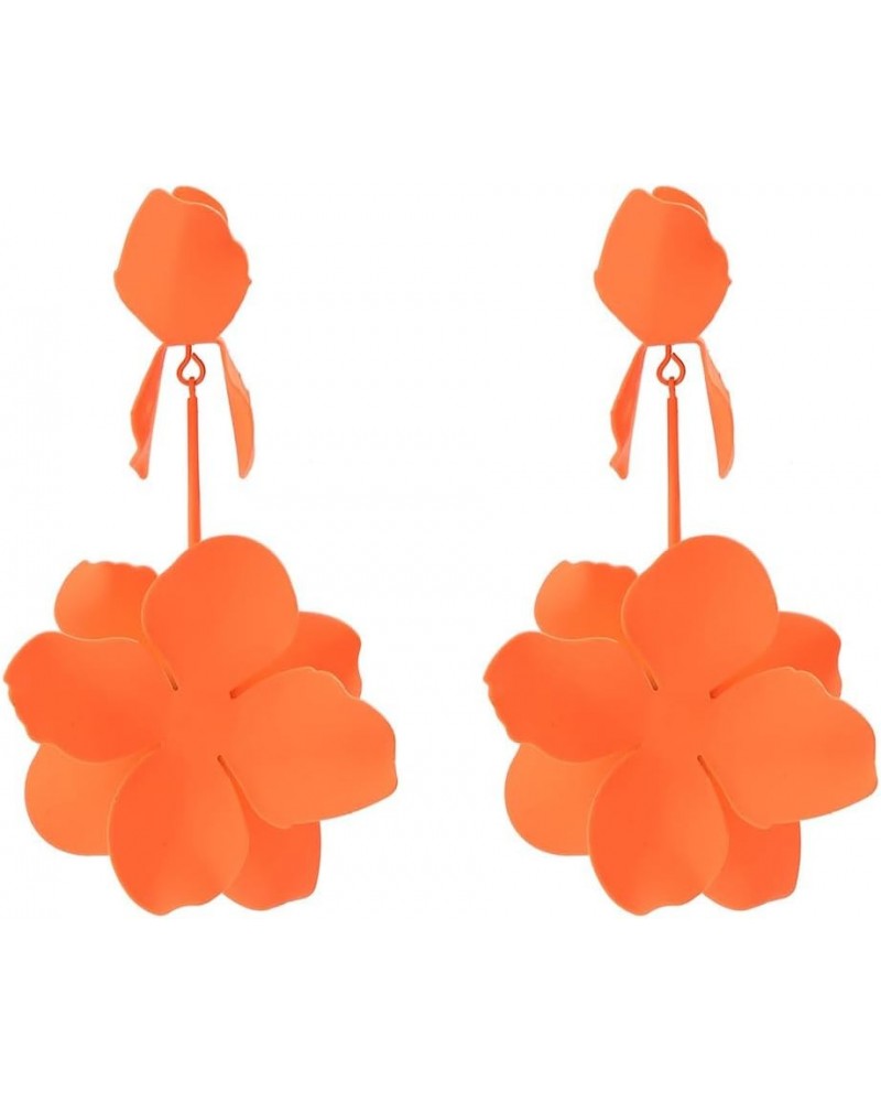 Colorful Exaggerated Flower Floral Dangle Earrings Large Metal Flower Statement Drop Earrings for Women Girls Orange $5.93 Ea...