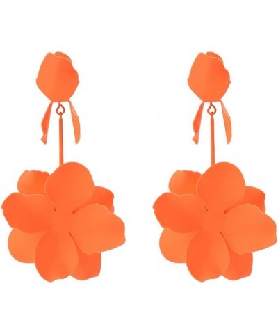 Colorful Exaggerated Flower Floral Dangle Earrings Large Metal Flower Statement Drop Earrings for Women Girls Orange $5.93 Ea...