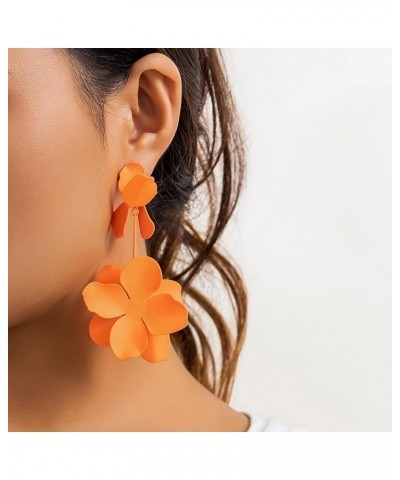 Colorful Exaggerated Flower Floral Dangle Earrings Large Metal Flower Statement Drop Earrings for Women Girls Orange $5.93 Ea...