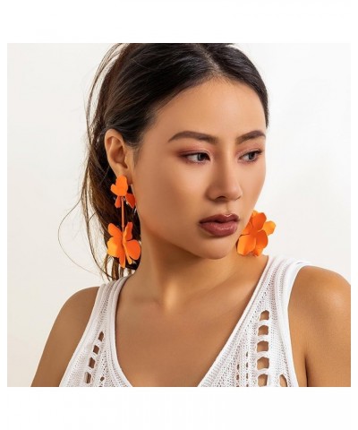 Colorful Exaggerated Flower Floral Dangle Earrings Large Metal Flower Statement Drop Earrings for Women Girls Orange $5.93 Ea...