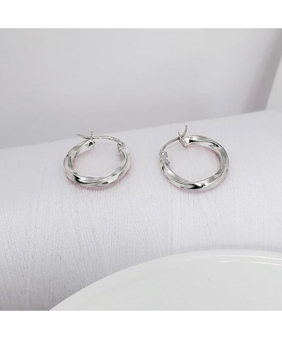 925 Sterling Silver 2mm Twist Hoop Earrings for Women Men Teen Girls, 15mm, 20mm, 25mm | 3 Pair Set Silver $19.20 Earrings