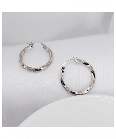 925 Sterling Silver 2mm Twist Hoop Earrings for Women Men Teen Girls, 15mm, 20mm, 25mm | 3 Pair Set Silver $19.20 Earrings