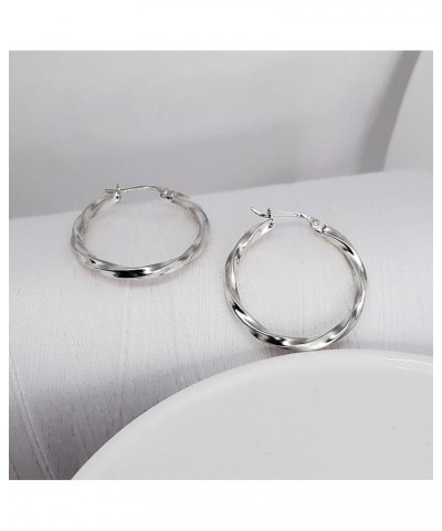 925 Sterling Silver 2mm Twist Hoop Earrings for Women Men Teen Girls, 15mm, 20mm, 25mm | 3 Pair Set Silver $19.20 Earrings