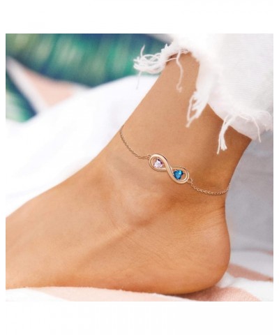 Personalized Infinity Ankle Bracelets for Women 925 Sterling Silver Anklet Bracelet Endless Love Symbol Birthstone Charm Adju...