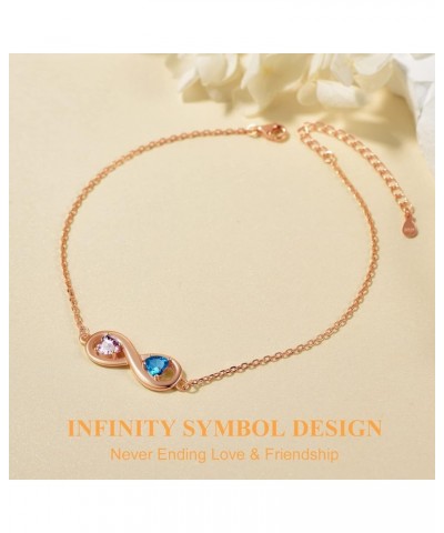 Personalized Infinity Ankle Bracelets for Women 925 Sterling Silver Anklet Bracelet Endless Love Symbol Birthstone Charm Adju...