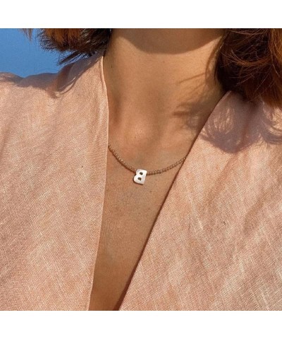 Beaded Initial Necklace with Pearl Letter Boho Summer Beach Layering Choker Necklace for Women P $7.83 Necklaces