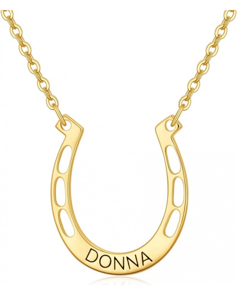 Horseshoe Necklace Personalized Sterling Silver Custom Names Horse Jewelry Horse Gift for Women Girl Gold Sterling Silver $19...