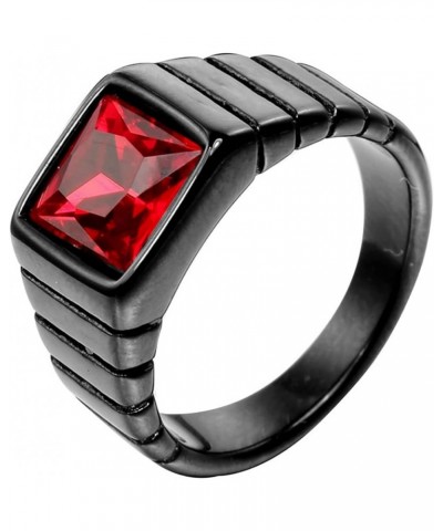 Stainless Steel Signet Style Crystal Stone Wedding Statement Cocktail Party Valentine Ring Black Red $7.79 Rings