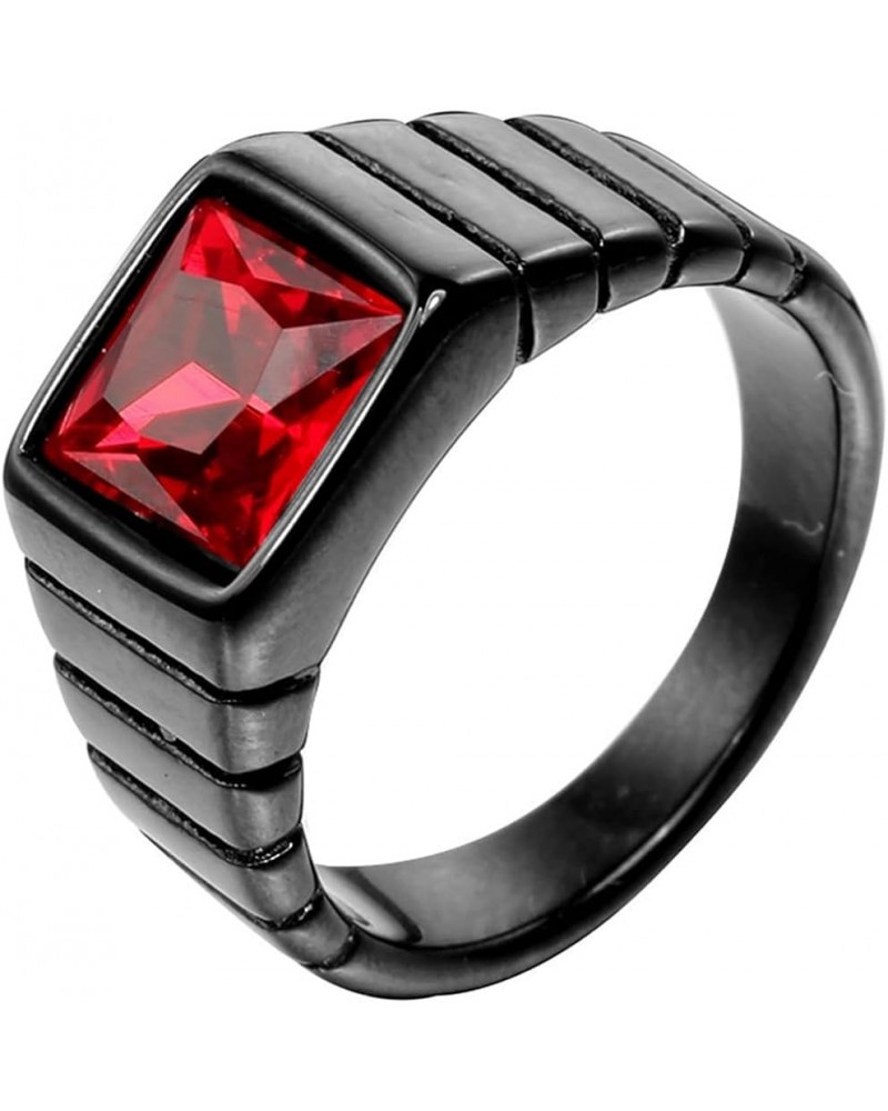 Stainless Steel Signet Style Crystal Stone Wedding Statement Cocktail Party Valentine Ring Black Red $7.79 Rings