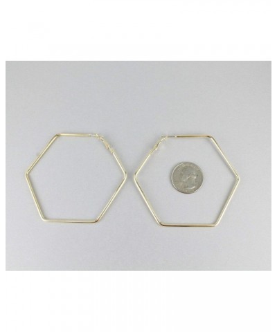 Gold Hexagon Hoop Earrings For Women Set Big Huge Hoops Earrings For Women Set 3" Wide Metal Leverback Posts $17.73 Earrings