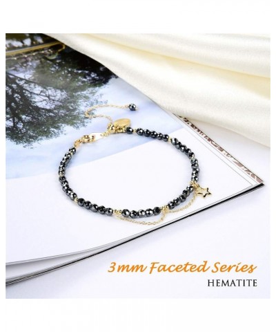 3mm Gemstone Faceted Beads Womens Strand Bracelet, Easy Adjustable 7-9 Inch Birthday Gift Black Hematite $12.59 Bracelets