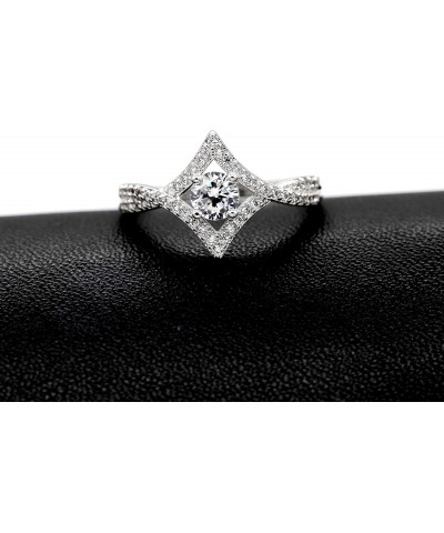 Women's Square Hollow Swirl Infinity Rings with Round Cubic Zirconia Wedding Anniversary Ring Gifts WX023 $6.99 Rings