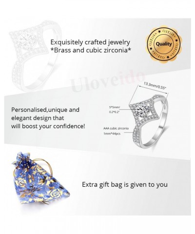 Women's Square Hollow Swirl Infinity Rings with Round Cubic Zirconia Wedding Anniversary Ring Gifts WX023 $6.99 Rings