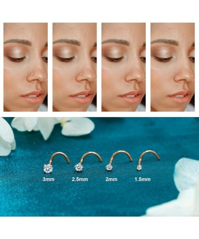 16pcs 20g Stainless Steel Nose Stud for Women 20g Nose Ring Surgical Steel for Men Body Piercing Jewelry Screw-Rose Gold Plat...