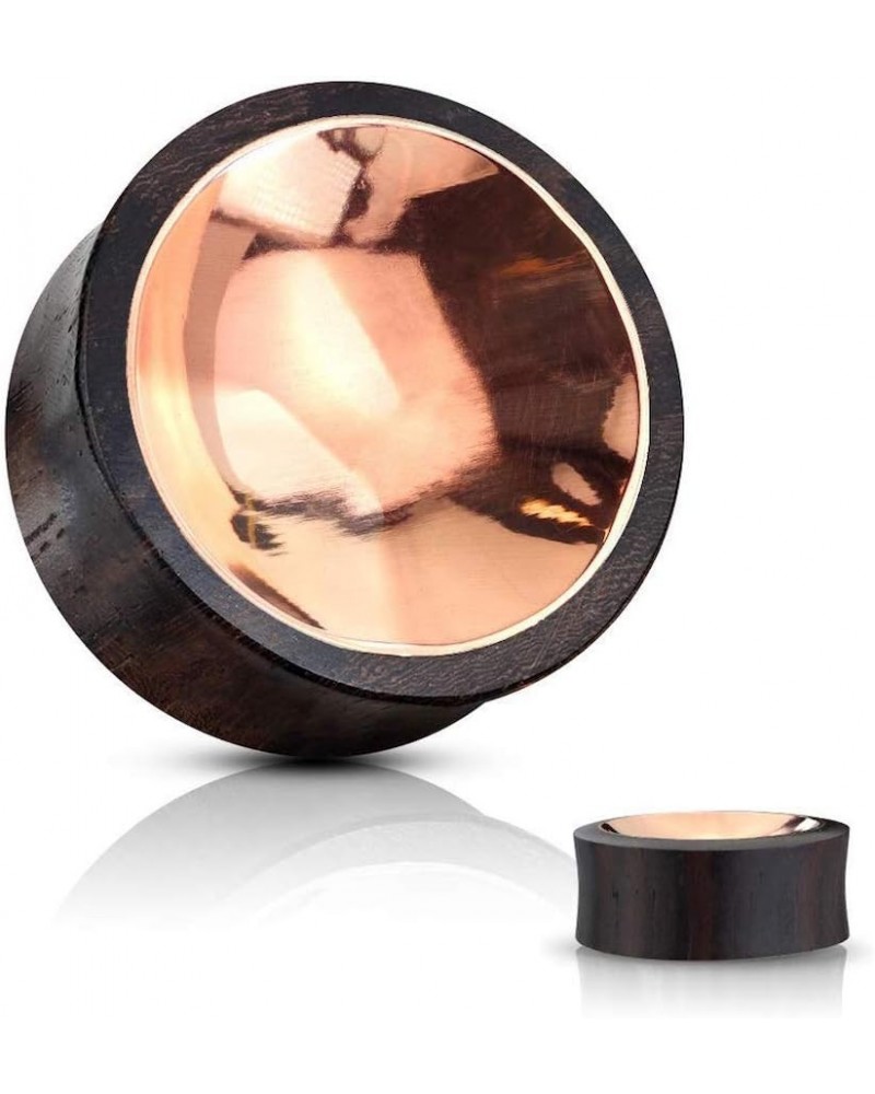 Organic Sono Wood Saddle Plug with Concaved Copper Tin Center 5/8" (16mm) $11.76 Body Jewelry