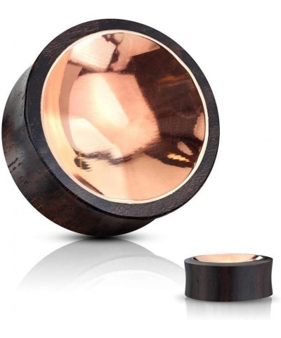 Organic Sono Wood Saddle Plug with Concaved Copper Tin Center 5/8" (16mm) $11.76 Body Jewelry