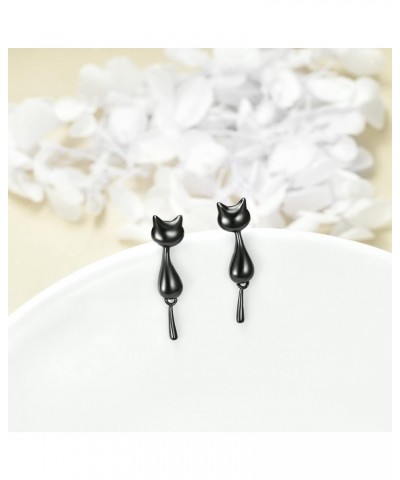 925 Sterling Silver Unicorn Highland Cow Bee Cat Earrings Stud Cute Animal Jewellery Gifts for Women Teen Girls Black Cat $14...