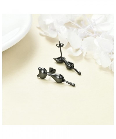 925 Sterling Silver Unicorn Highland Cow Bee Cat Earrings Stud Cute Animal Jewellery Gifts for Women Teen Girls Black Cat $14...