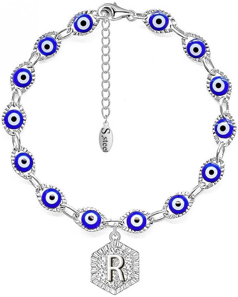 Initial Bracelets for Women Teen Girls | 14K Gold Plated Evil Eye Beaded Bracelets R-Silver $7.42 Bracelets