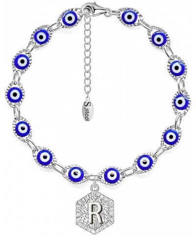 Initial Bracelets for Women Teen Girls | 14K Gold Plated Evil Eye Beaded Bracelets R-Silver $7.42 Bracelets