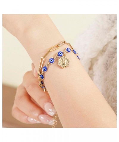 Initial Bracelets for Women Teen Girls | 14K Gold Plated Evil Eye Beaded Bracelets R-Silver $7.42 Bracelets