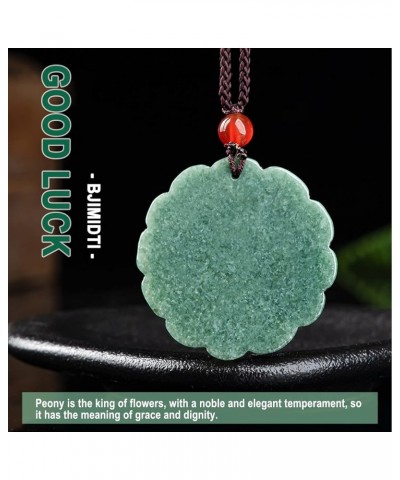 Natural Green Jade Necklaces for Women Good Luck Donut Jade Pendant Necklaces Amulet Jewelry Gifts Peony $18.89 Necklaces