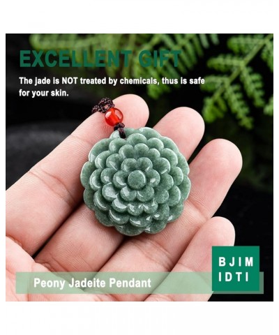 Natural Green Jade Necklaces for Women Good Luck Donut Jade Pendant Necklaces Amulet Jewelry Gifts Peony $18.89 Necklaces