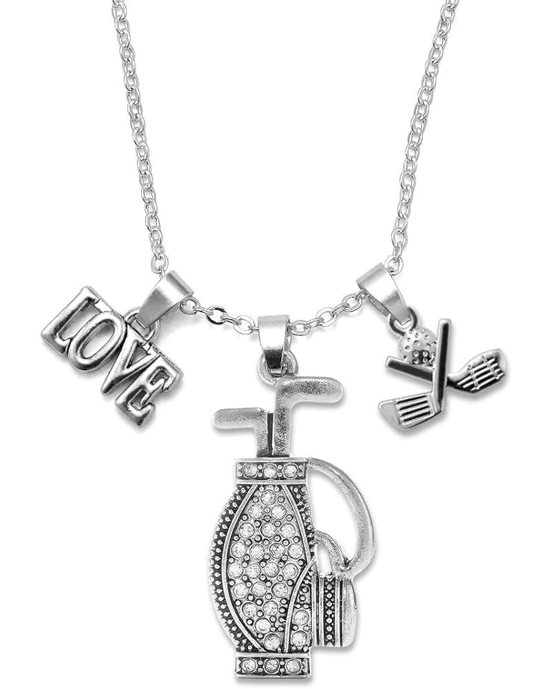 Silver Customized Charm 18 Inch Necklace with Cubic Zirconia Jewelry Love 1.5 Carat Golf $11.99 Necklaces