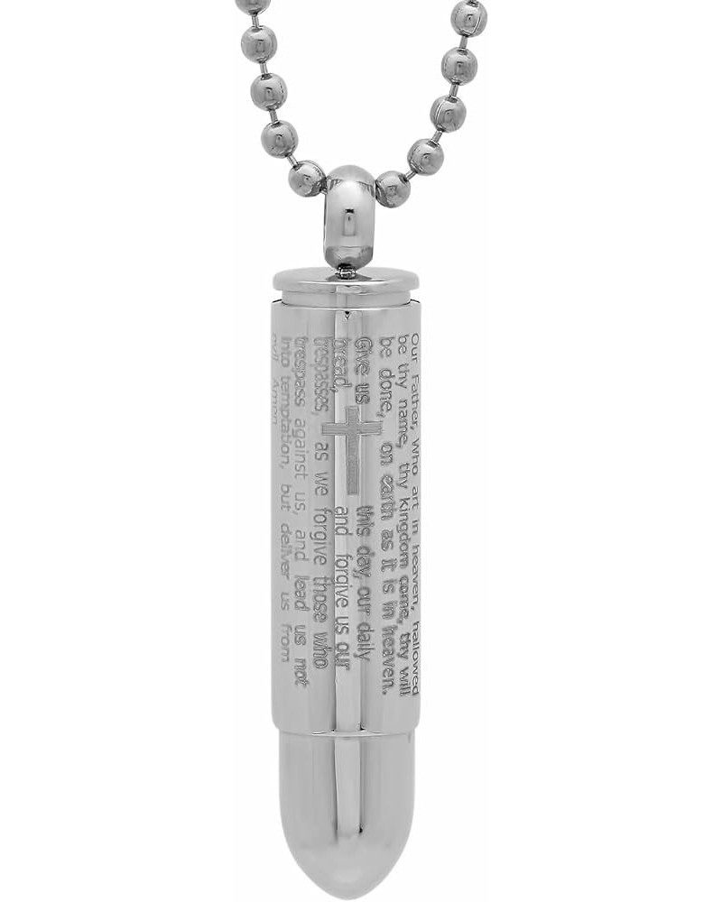 Steeltime Black Ion Plated Stainless Steel Lords Prayer Bible Verse Bullet Necklace Silver Bullet Necklace $8.07 Necklaces