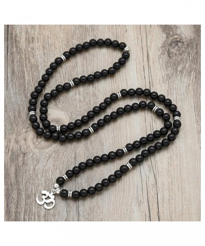 108 Mantra Mala Beads Bracelet Japa Mala Necklace with Om Symbol Charm Black Agate $9.68 Necklaces