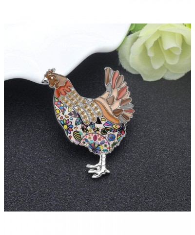 Enamel Chicken Brooches Animals Lapel Pin Clothes Scarf Jewelry Gift for Women Girls (Brown) $8.69 Brooches & Pins