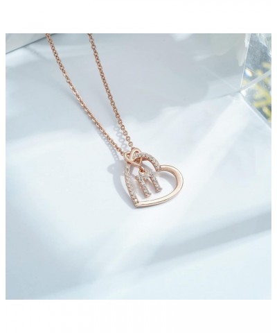 Heart Necklaces for Women Girls Trendy, Initial Necklace 14K Gold/White Gold/Rose Gold Plated Letter Necklace Cute Dainty Nec...