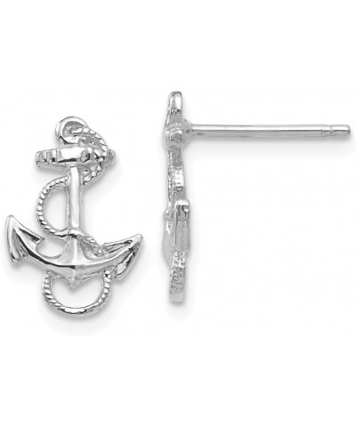 14k White Gold Nautical Ship Mariner Anchor With Rope Trim Post Earrings Measures 12mm long Jewelry Gifts for Women $79.80 Ea...