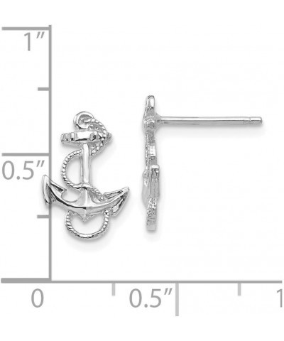 14k White Gold Nautical Ship Mariner Anchor With Rope Trim Post Earrings Measures 12mm long Jewelry Gifts for Women $79.80 Ea...