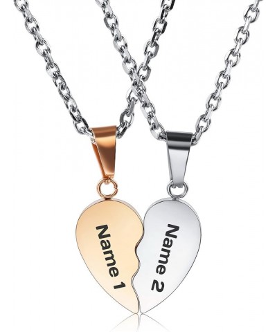 Personalized Heart Pendant Necklace Customized Name For Couples Men Women Engraving Wedding for Boyfriend Girlfriend Stainles...