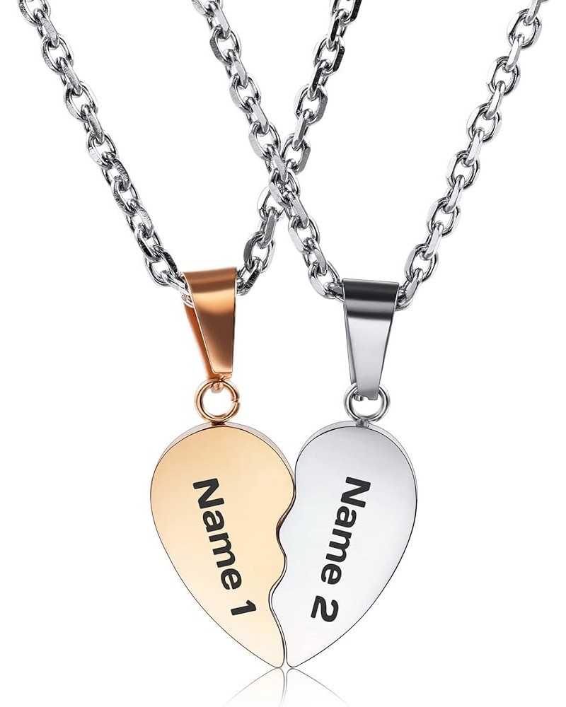 Personalized Heart Pendant Necklace Customized Name For Couples Men Women Engraving Wedding for Boyfriend Girlfriend Stainles...