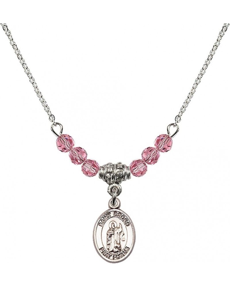 October Birth Month Bead Necklace with Catholic Patron Saint Petite Charm, 18 Inch Saint Drogo $44.05 Necklaces