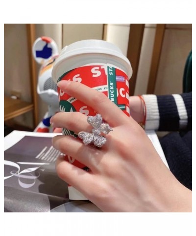 Jewelry Iced Out Rings For Women Teen Girls Gifts Mom 18K White Gold Plated AAA Cubic Zircon Promise Halo Engagement Wedding ...