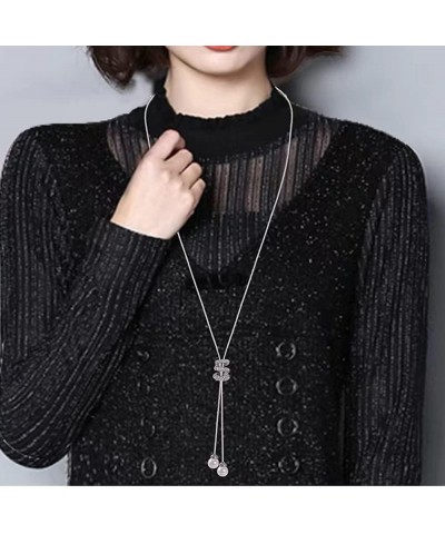 Women's Crystal Flower Jewelry Tassel Pendant Long Chain Necklace Pearl Silver $8.95 Necklaces