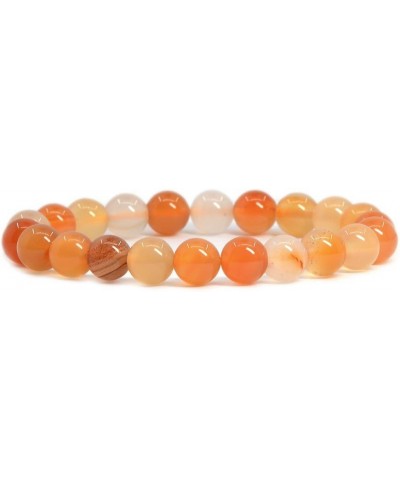 Gem Semi Precious Gemstone 8mm Round Beads Stretch Bracelet 7 Inch Unisex Red Orange Agate $9.89 Bracelets