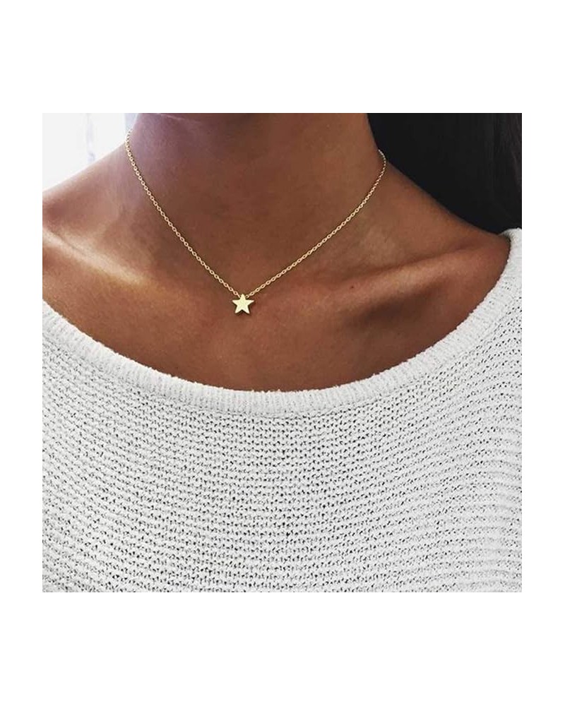 Boho Star Pendant Necklace Dainty Short Necklaces Chain Small Delicate Choker Necklace Jewelry for Women and Girls (Silver) S...