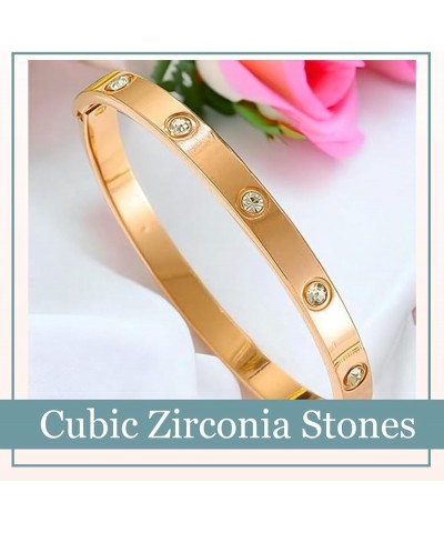 18k Gold Plated Love Bracelet with Cubic Zirconia Stones Best Gifts with Crystal for Mother's Day Valentine's Day Wedding Cou...